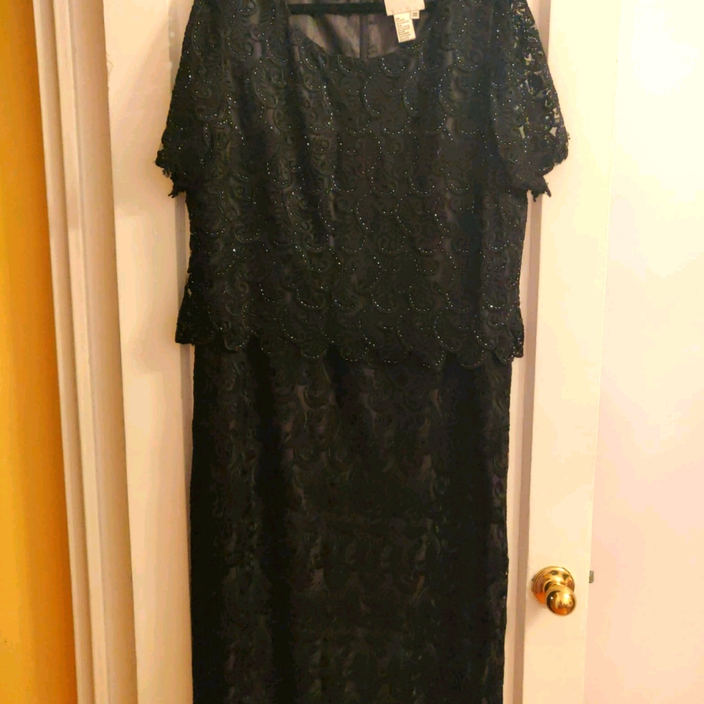 Vintage black embroidered gown